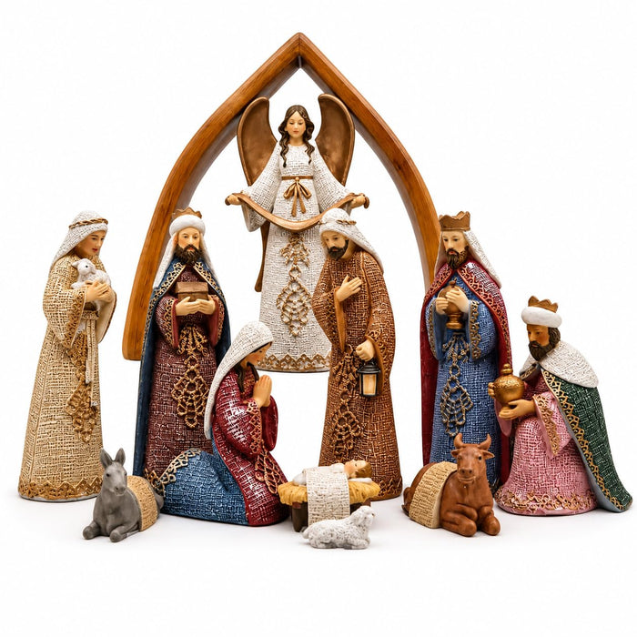 Comfy Hour The Story of Jesus Nativity Scene Collection Baby Jesus Holy Family with Angel Christmas Nativity Scene Figurine, Set of 11 Pieces, Perfect for Christmas, Polyresin