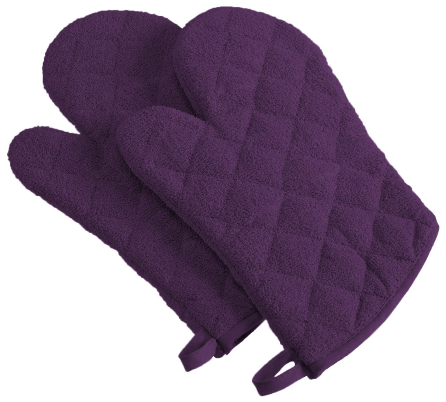 DII Design Basic Terry Collection 100% Cotton Quilted, Oven Mitt, Eggplant, 2 Piece