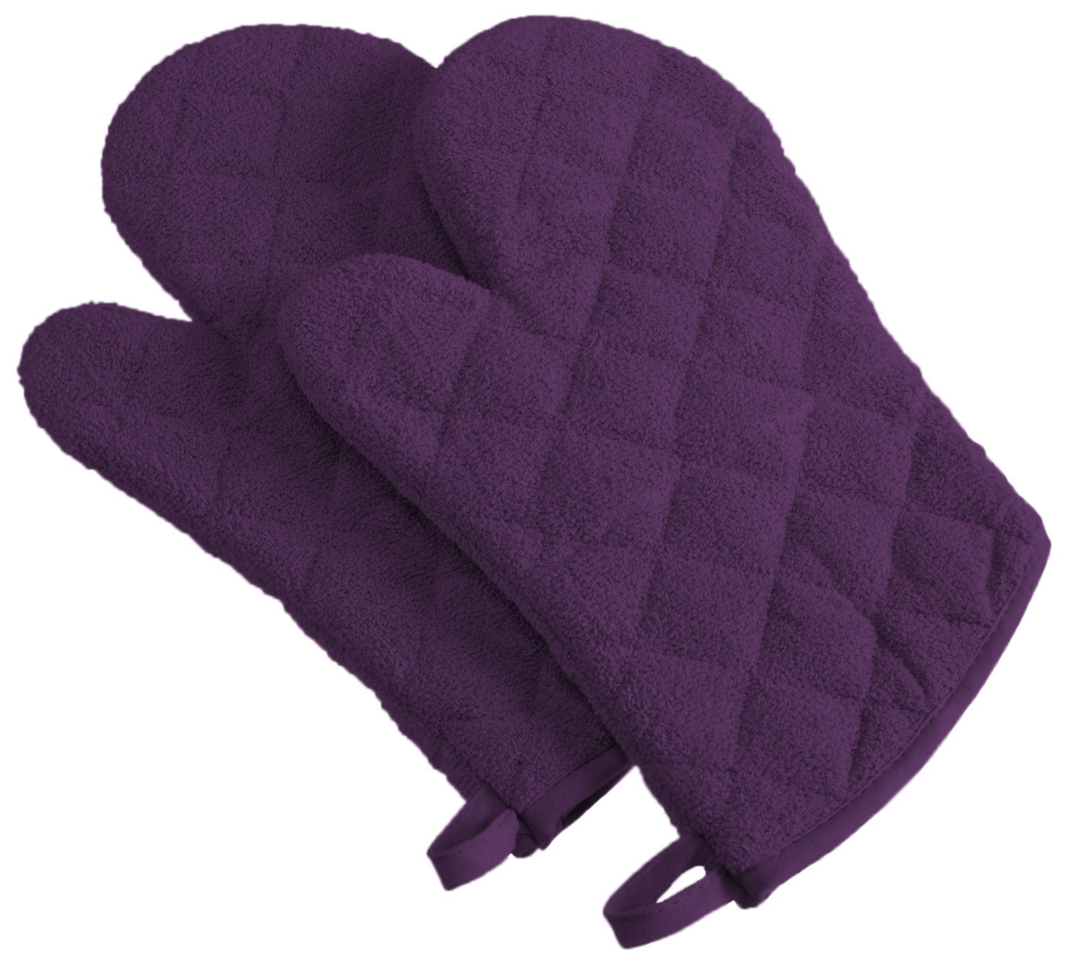 DII Design Basic Terry Collection 100% Cotton Quilted, Oven Mitt, Eggplant, 2 Piece