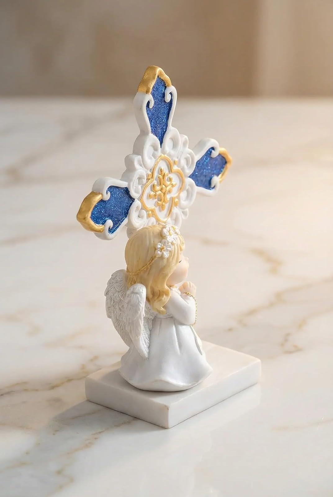 Comfy Hour Praying Girl Communion Collection Praying Girl Angel with Rosary Figurine and Cross Keepsake My First Communion, Polyresin
