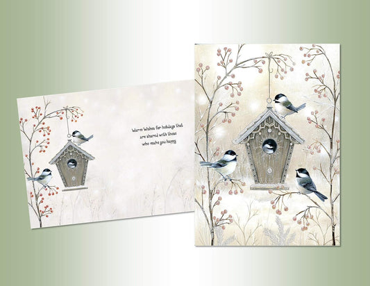 LPG Greetings Performing Arts Glitter Embellished, Full Color Inside Design 4 Birds House Stationery Paper, 66212-14