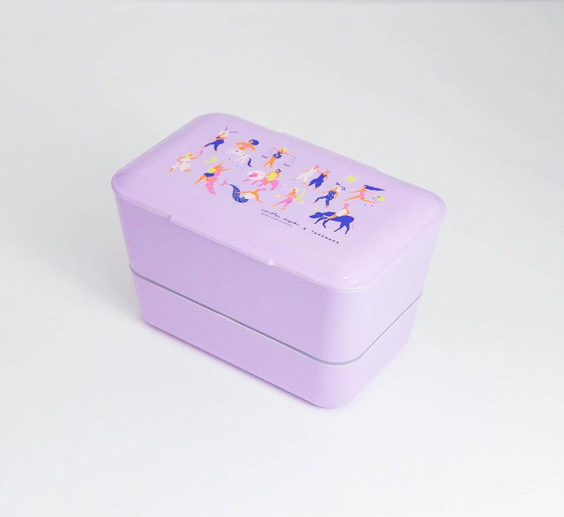 TAKENAKA BENTO BOX x Carolyn Suzuki Limited Edition, Bento Bite Dual comes with Fork and Removable Divider, Made in Japan (ASTROLOGICAL FEMMES)