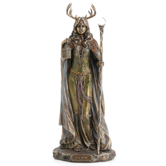 Unicorn Studio Resin Statues Elen Of The Ways Bronze Finish Statue Pagan Goddess 4 X 10.5 X 3.5 Inches Bronze