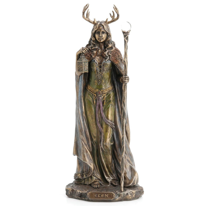 Unicorn Studio Resin Statues Elen Of The Ways Bronze Finish Statue Pagan Goddess 4 X 10.5 X 3.5 Inches Bronze