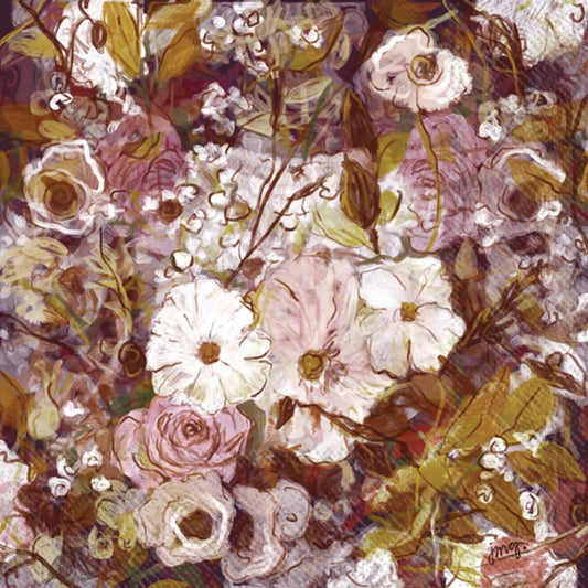 Boston International IHR Floral Fall Autumn Thanksgiving 3-Ply Paper Napkins, 20-Count Cocktail Size, Mauve Autumn
