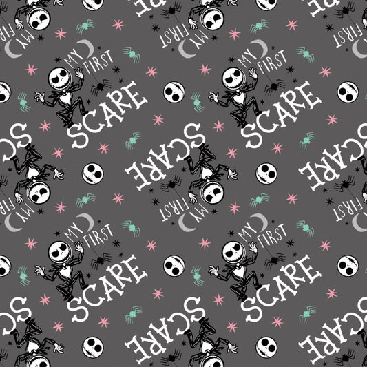 2 Yards Quilting Cotton for Sewing – Nightmare Before Christmas V Collection - My First Scare - Color Charcoal - 100% Cotton - Soft, Decorative Material - Pre-Cut 44-45 Inches Wide by Camelot Fabrics