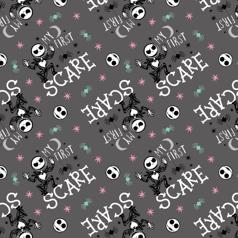 2 Yards Quilting Cotton for Sewing – Nightmare Before Christmas V Collection - My First Scare - Color Charcoal - 100% Cotton - Soft, Decorative Material - Pre-Cut 44-45 Inches Wide by Camelot Fabrics