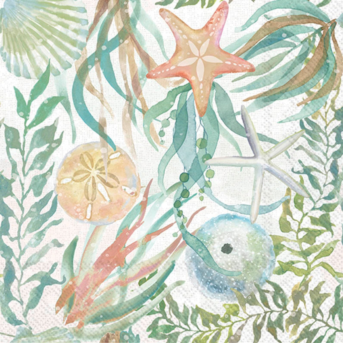 ihr SINCE 1977 Disposable Napkin, 5" x 5", Watercolor Coast