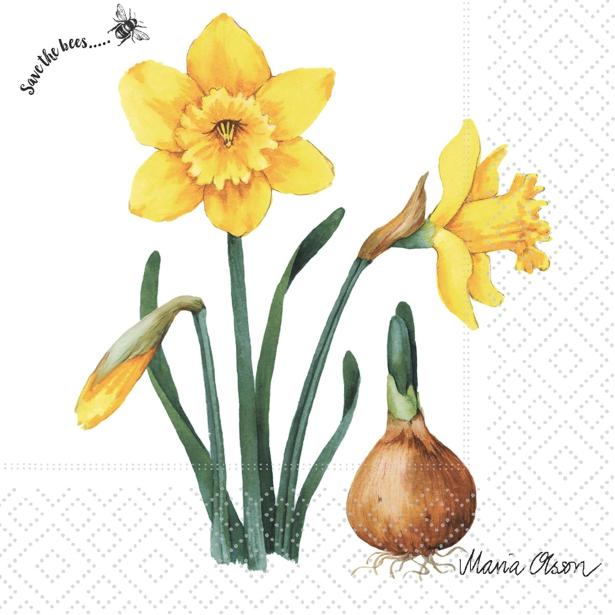 Boston International Disposable Napkin, 5" x 5", Daffodil Bulb