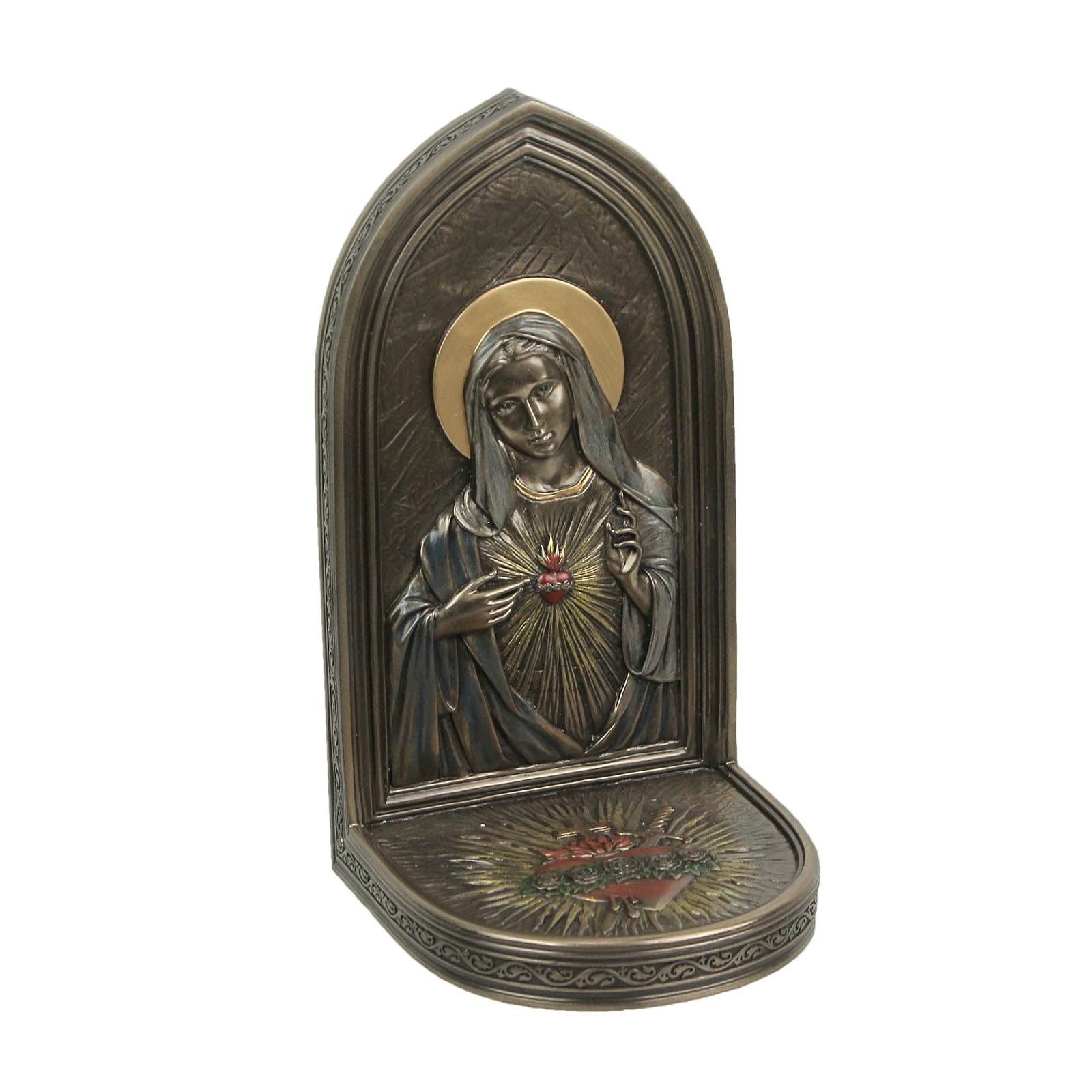 Unicorn Studio Veronese Design 8 1/4" The Immaculate Heart of Mary Resin Sculpture Bronze Finish Standing Plaque Single Bookend