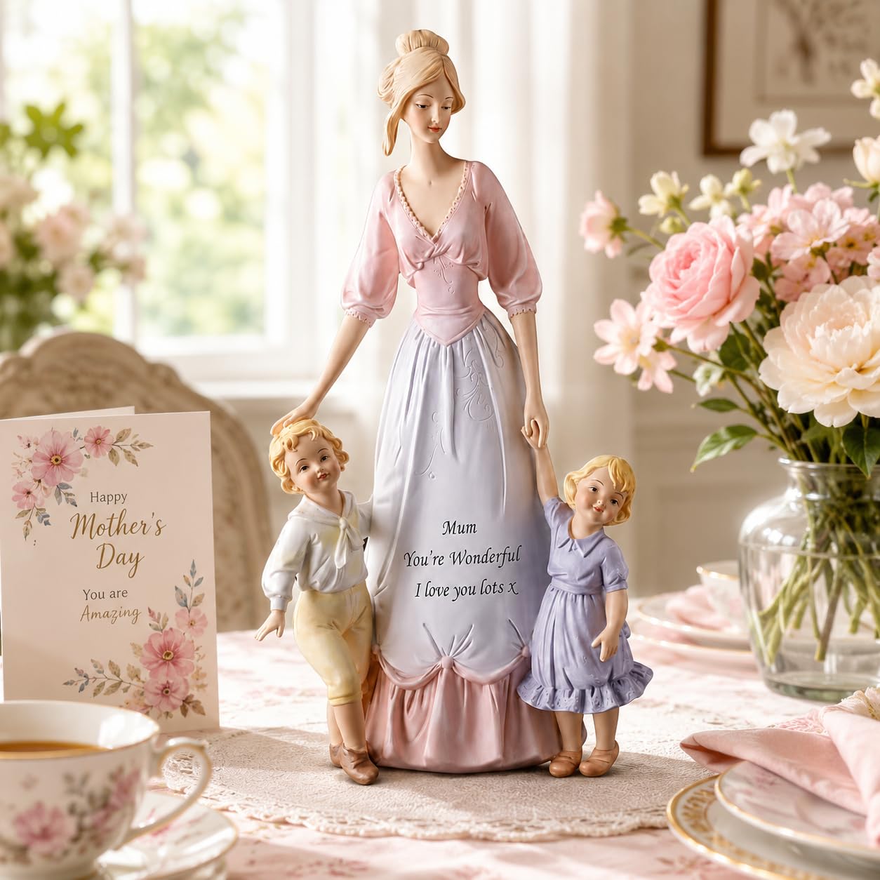Comfy Hour 12.4 Inch Mother and Children Figurine, Mom Gift Statue