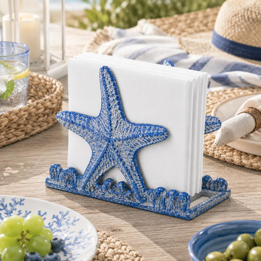 Comfy Hour 5.1 x 3.8 Inch Coastal Napkin Holder, Starfish Decor