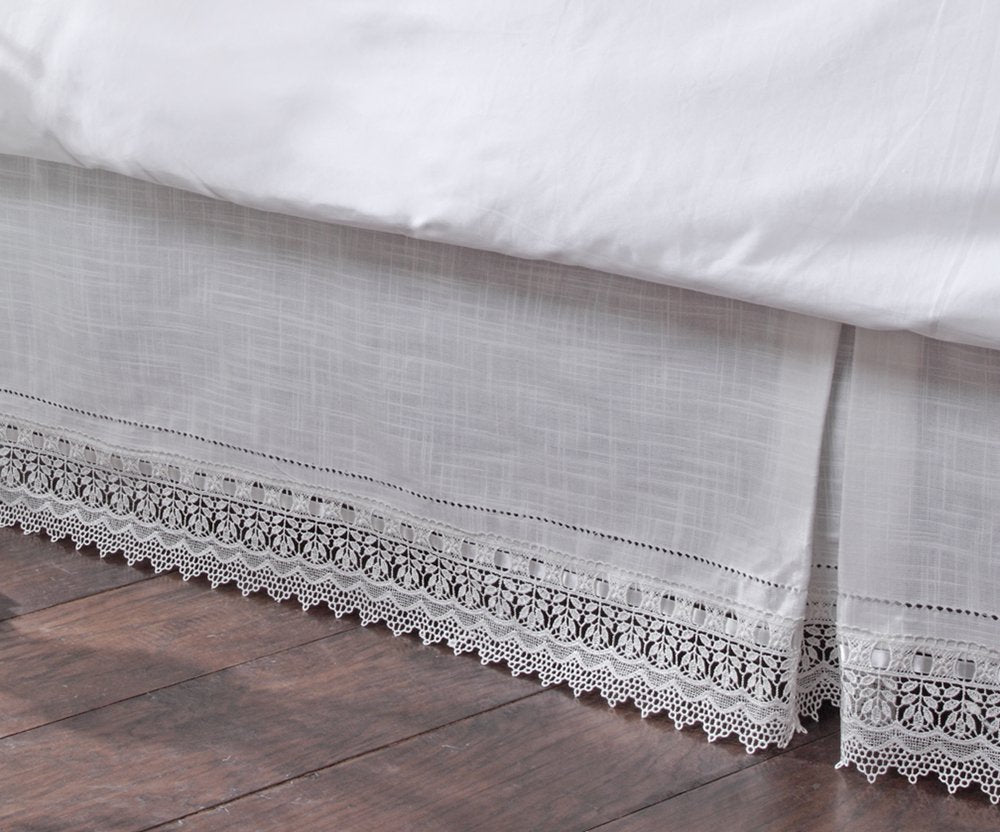 Belle Maison Stylemaster Renaissance Home Fashion Sophia Dust Ruffle/Bed Skirt, King, Ivory