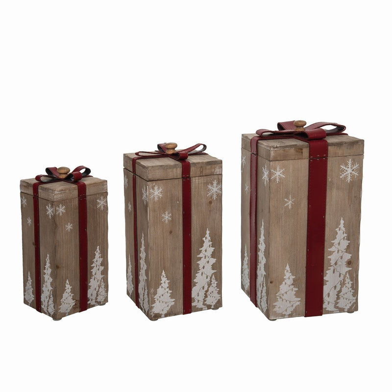 Transpac Wood Rustic Present Boxes, Set of 3