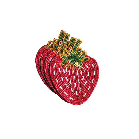 Mud Pie Drink Coaster, approx 4" x 4", Red