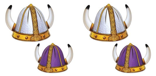 Beistle 4piece Reversible Paper Viking Helmets for Medieval Theme Party Supplies