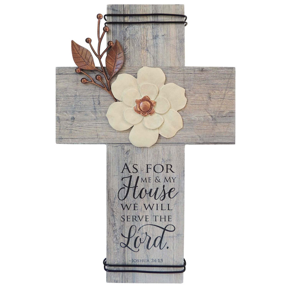 Me and My House Wall Cross, Religious Home Decor, Wooden Hanging Cross, 11-inches tall, by Abbey + CA Gift