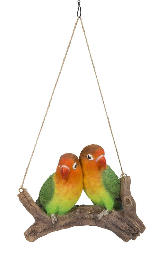 Hi Line Gift Hanging Parrots (Lovebirds) ON A Branch, Multi-Coloured