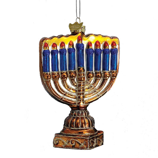 Kurt Adler 4-1/2-Inch Noble Gems Glass Menorah Ornament