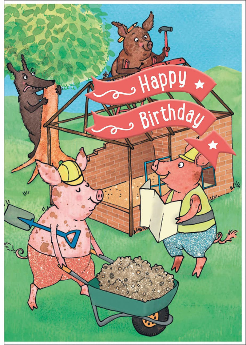 Cardoo Birthday Fairy Story Card, The Three Little Pigs