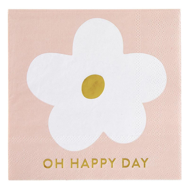 Santa Barbara Design Studio 20-Count Disposable Cocktail Napkins, 5" x 5", Oh Happy Days