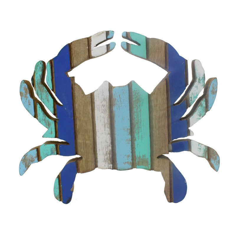 Beachcombers Wood Crab Blue Stripe Figure, 7"