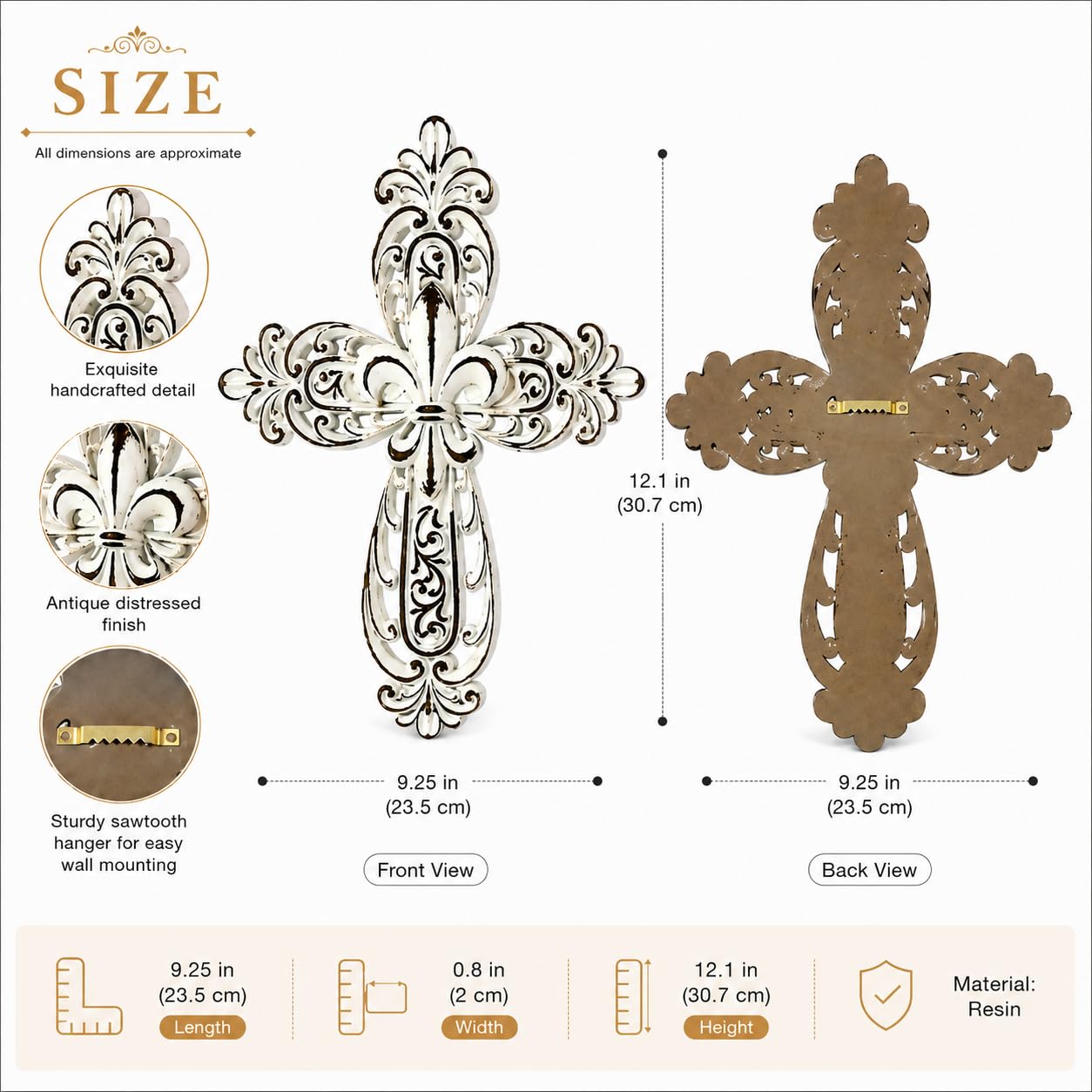 Comfy Hour 12 Inch Cross Wall Decor, White Cross for Wall