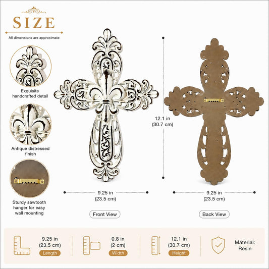 Comfy Hour 12 Inch Cross Wall Decor, White Cross for Wall