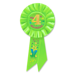 Beistle Green"My 4th Birthday" Fabric Rosette - 1pc