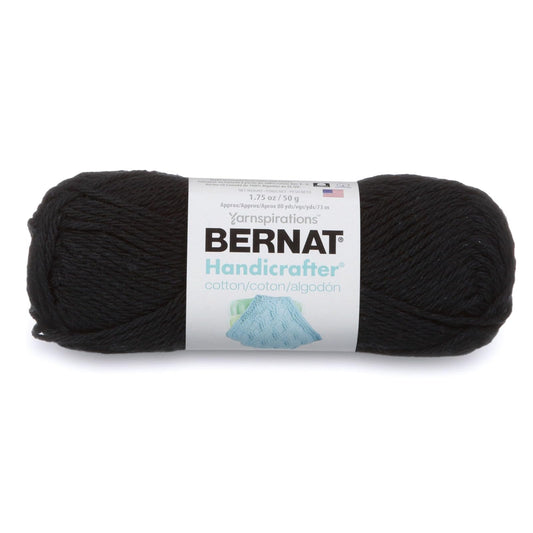 Spinrite Yarns (CA) Bernat Handicrafter Cotton Solids Yarn, 1.75 oz, Gauge 4 Medium, 100% Cotton, Black Licorice