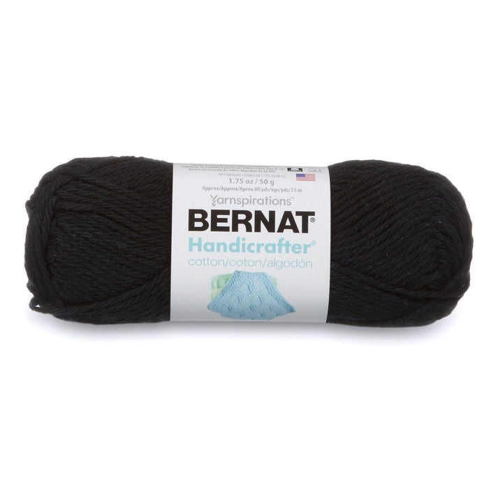 Spinrite Yarns (CA) Bernat Handicrafter Cotton Solids Yarn, 1.75 oz, Gauge 4 Medium, 100% Cotton, Black Licorice