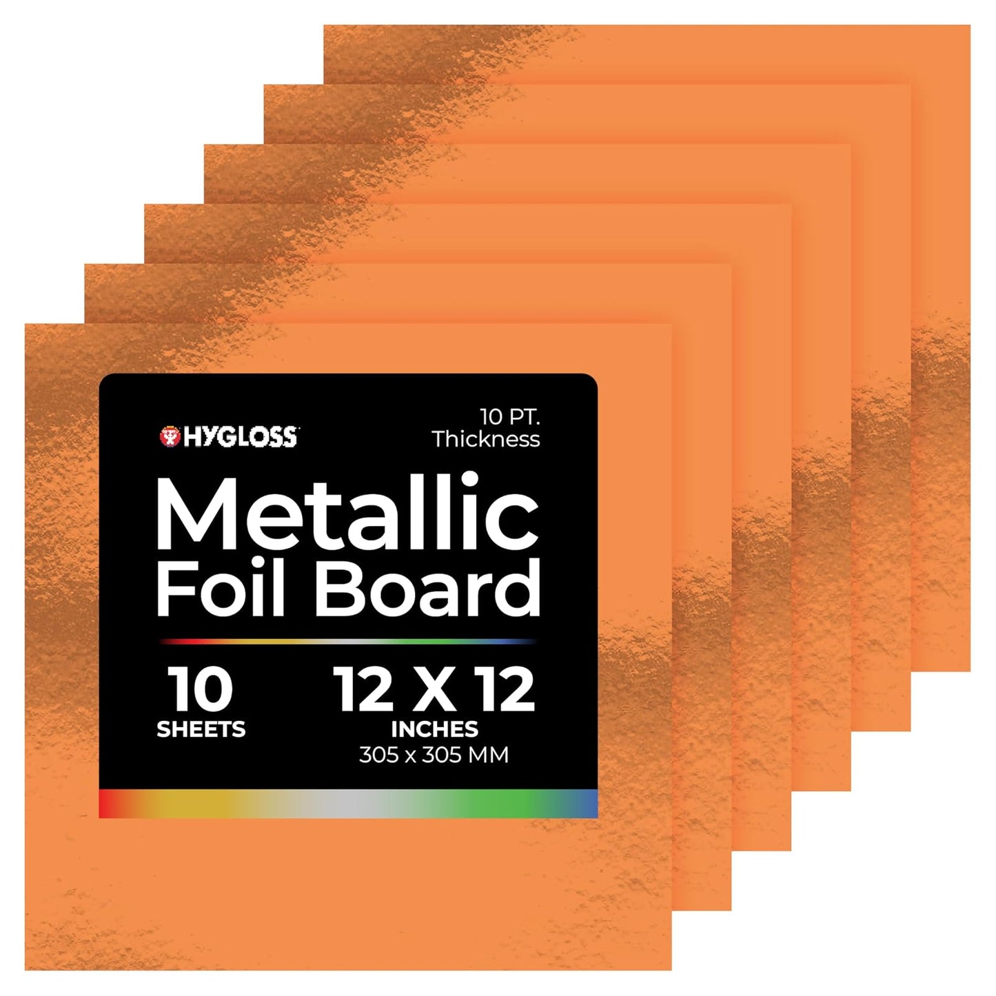 Hygloss Products Metallic Foil Board Sheets - 12 x 12 Inches ‚Äì Red Copper, 10 Pack