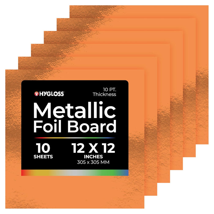 Hygloss Products Metallic Foil Board Sheets - 12 x 12 Inches ‚Äì Red Copper, 10 Pack