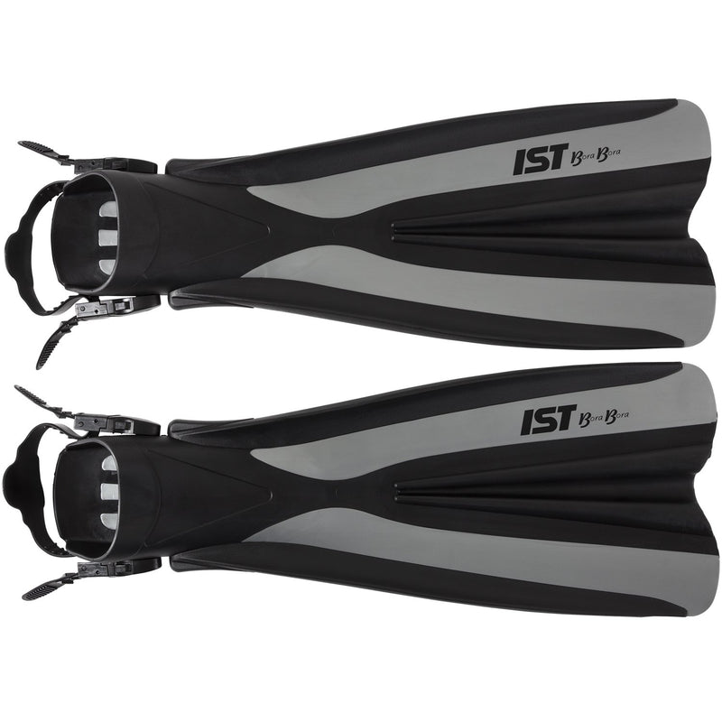 IST Bora Bora Scuba Diving and Spearfishing Fins (Black, XXL)