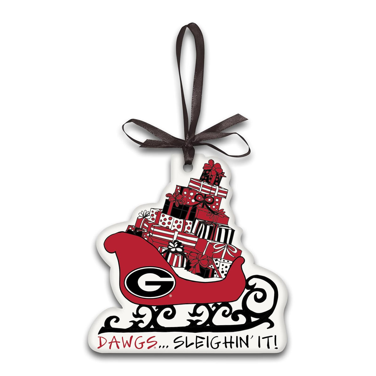 Magnolia Lane Hanging Ornament, Red and Black, Collegiate/Sporty