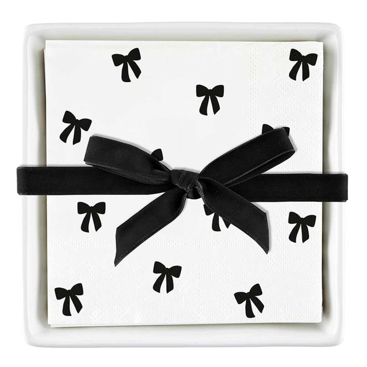 Santa Barbara Design Studio Disposable Napkin, 5.75" Square, Black Flower