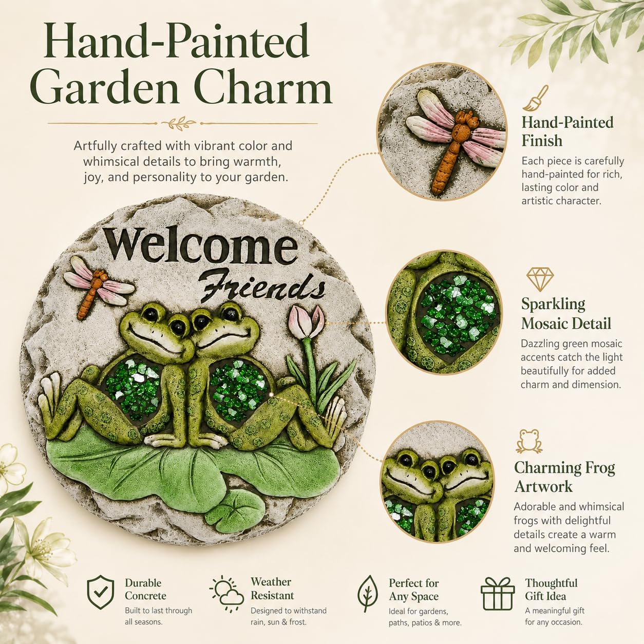Comfy Hour 10" Frog Garden Stepping Stone