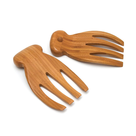 Lipper International Salad Hands with Knob Stand Bamboo Set of 2
