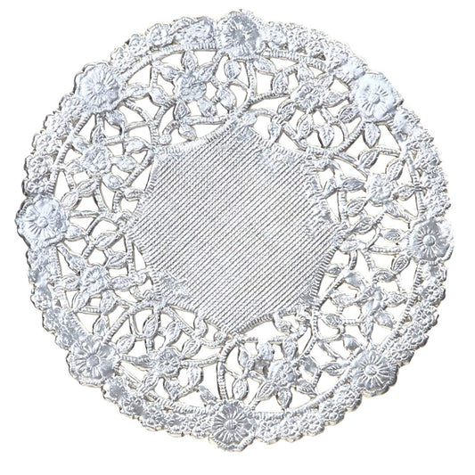 Hygloss Products 12 Inch Silver Foil Doilies - Round Doilies Made in the USA, 12 Pack