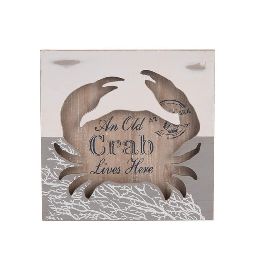 Beachcombers Wood Cut-Out Old Crab Wall Plaque 11.75-inch High