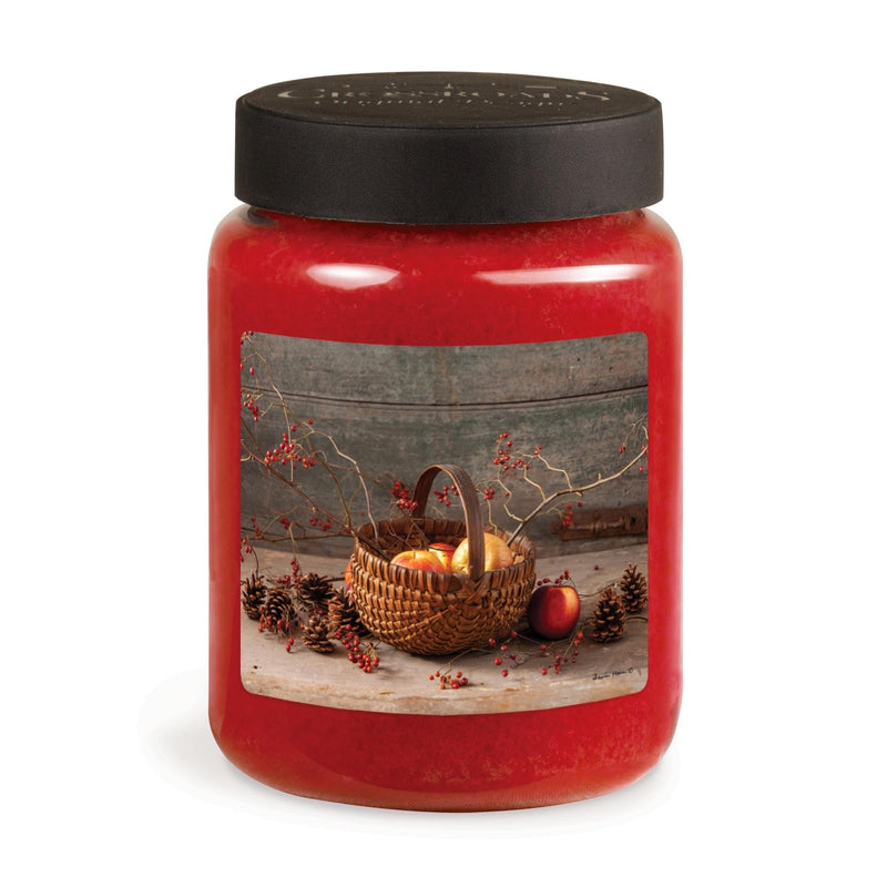 CROSSROADS ORIGINAL DESIGNS Basket with Berries and Apples Design Apple and Spice Scented Jar Candle, 26 Oz, Home Fragrance