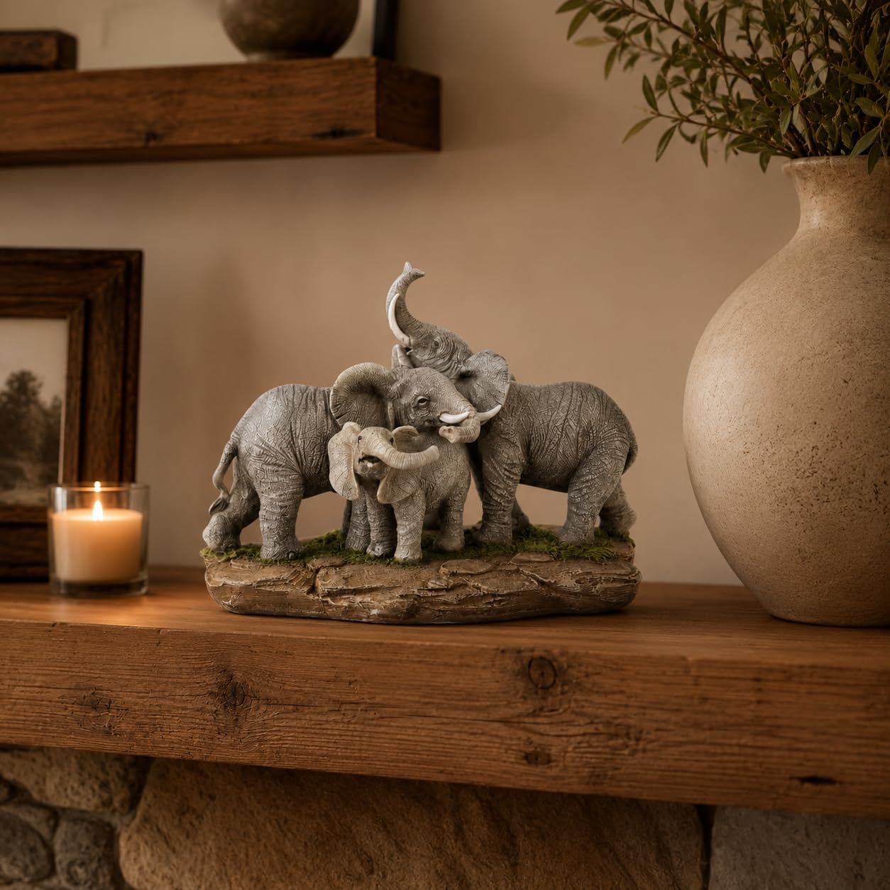 Comfy Hour 9.2 Inch Elephant Statue, Family Decor, Set of 1