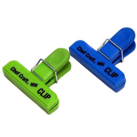 Chef Craft Select Plastic Mini Bag Clip, 7 Inch 2 Piece Set, Blue/Green