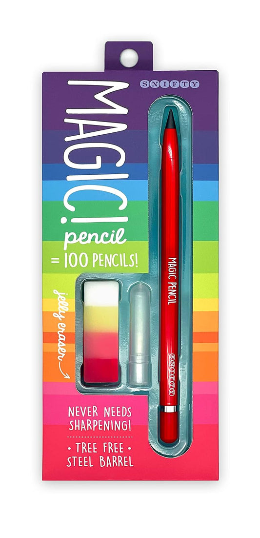 SNIFTY Magic Pencil - Compressed graphite tip equals 100 pencils - red barrel + matching chunky eraser
