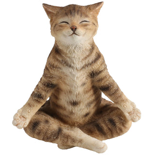 Veronese Design 3 3/8 Inch Brown Tabby Yoga Cat Lotus Pose Resin Animal Minature Figurine