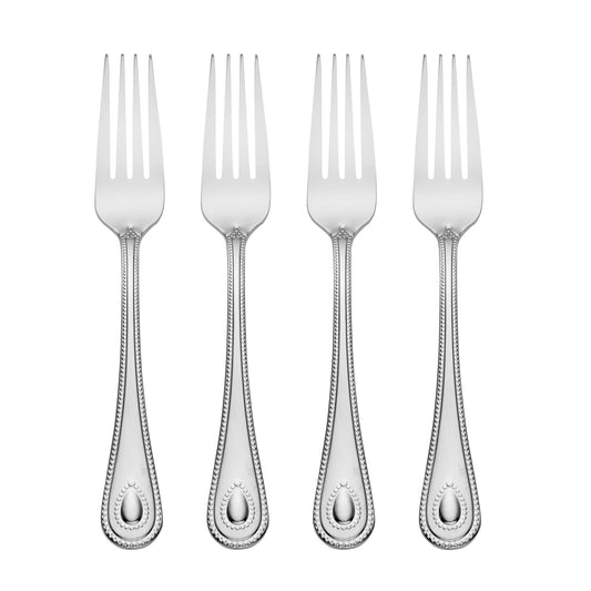 Lenox French Perle Salad Forks, Set of 4, 0.44, Metallic
