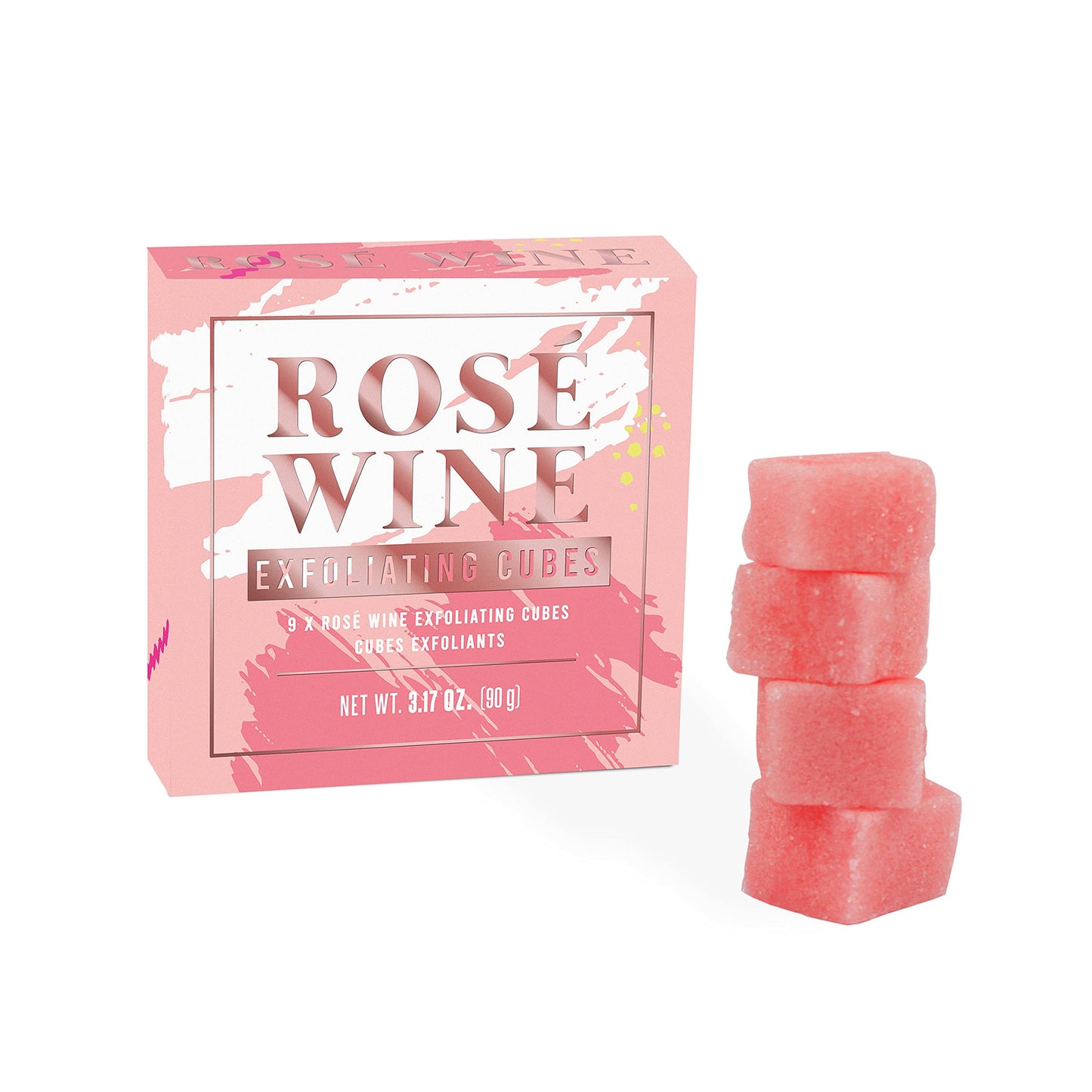 Gift Republic 9-Pack Exfoliating Rosé Wine Scent (9X 10 Gram Cubes), 2.5x2.5x1.6 cm, Pink