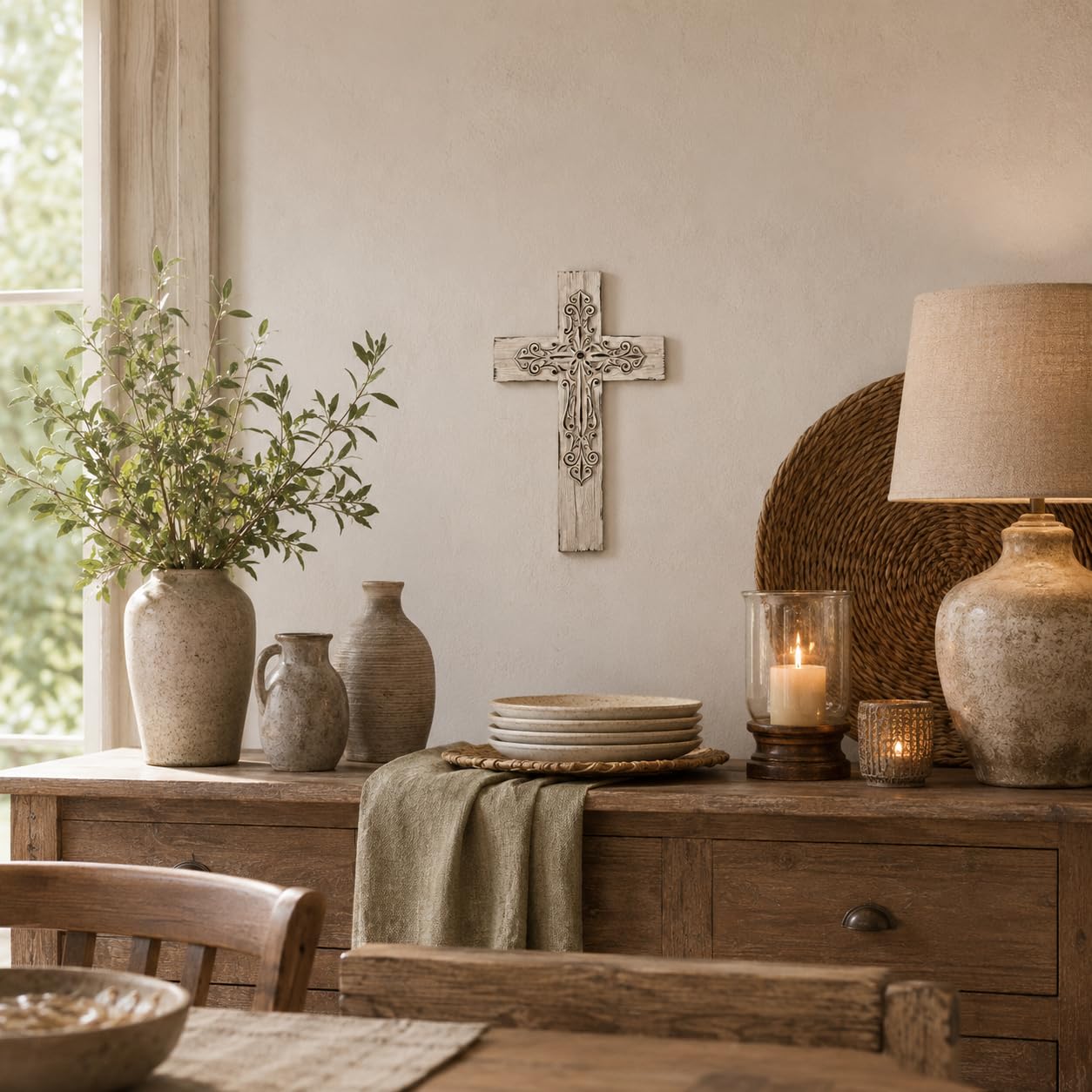 Comfy Hour 13 Inch Cross for Wall, White Wall Cross Decor