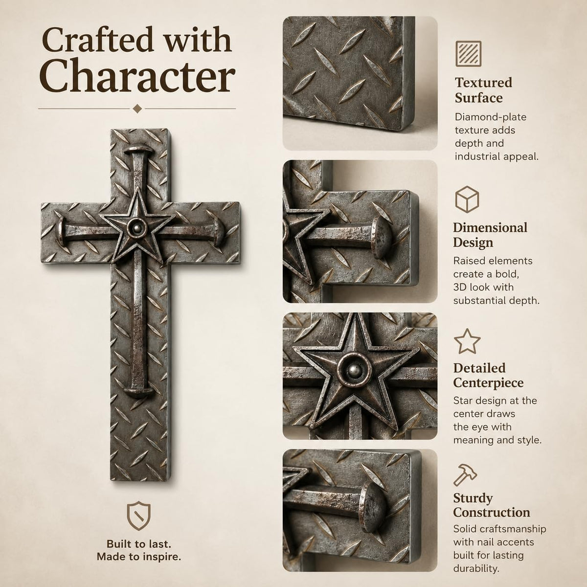 Comfy Hour Wall Art, 6.9"L x 0.7"W, Dark Brown With Metallic-Tone Accents