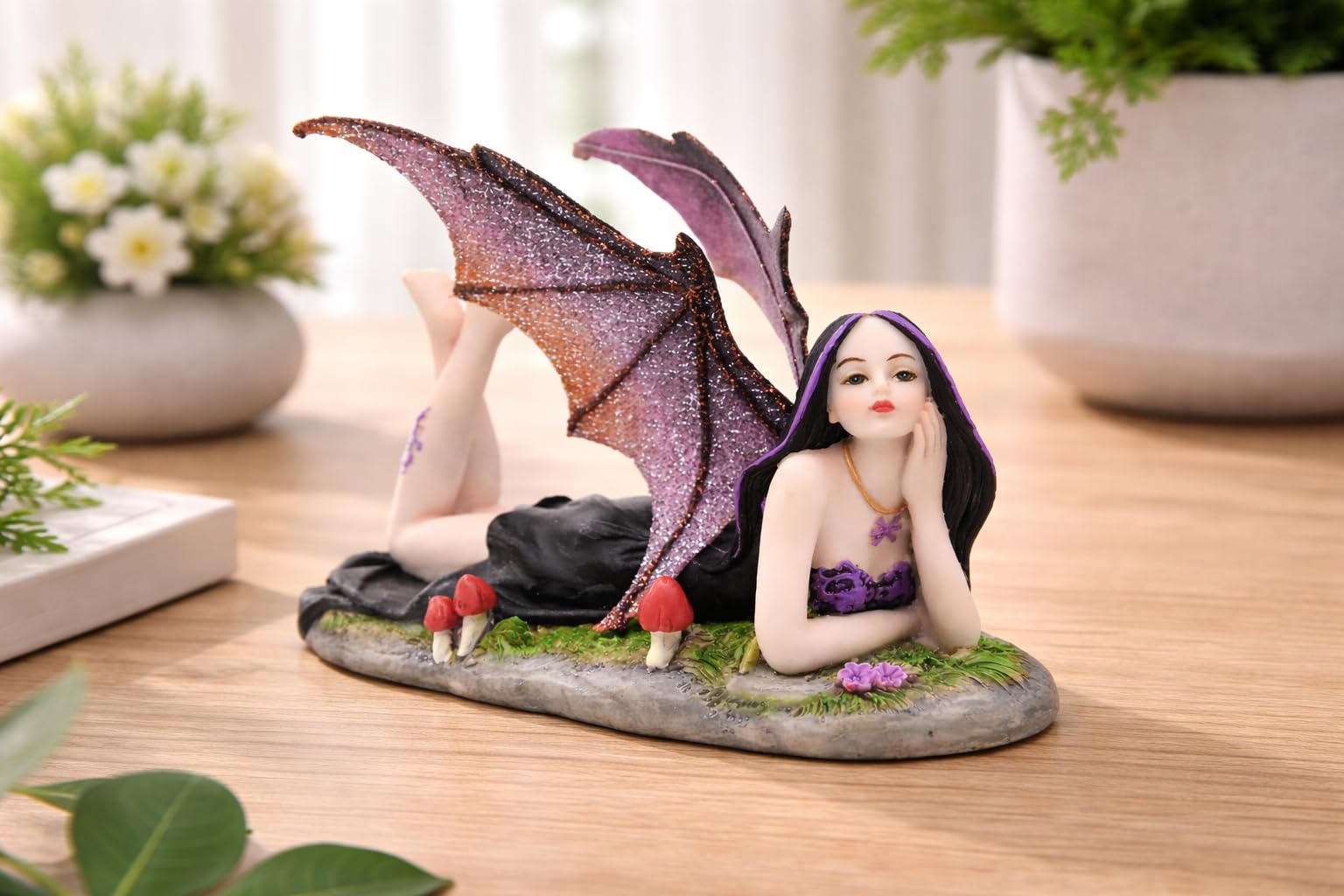 Comfy Hour 6 Inch Gothic Fairy Figurine, Lying Witch Statue, 1 Piece